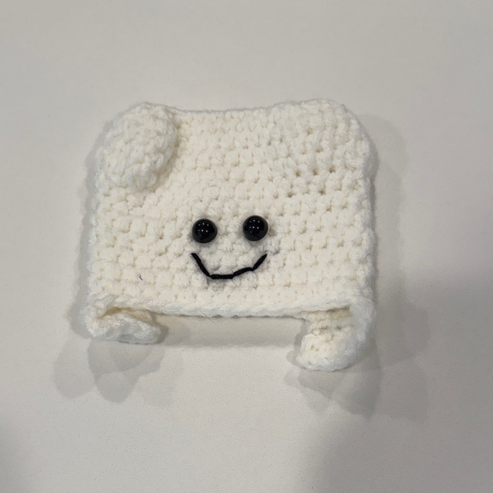 Adorable White Crochet "Tooth" Baby hat
